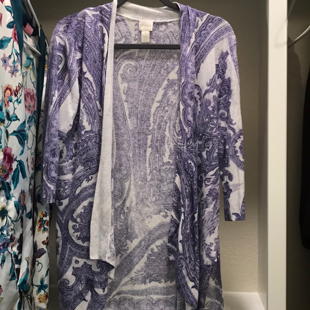 Chicos purple print cardigan